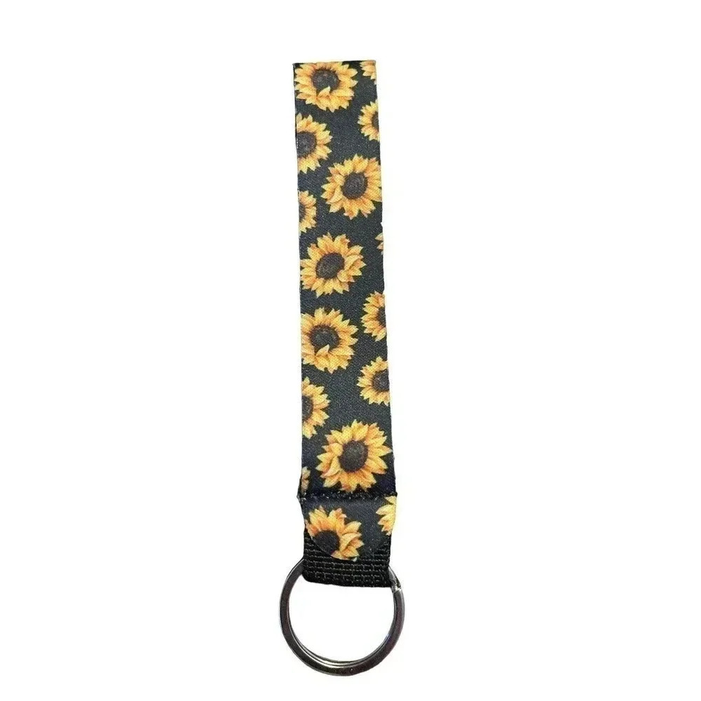 SUNFLOWER WRISTLET STRAP FABRIC KEYRING